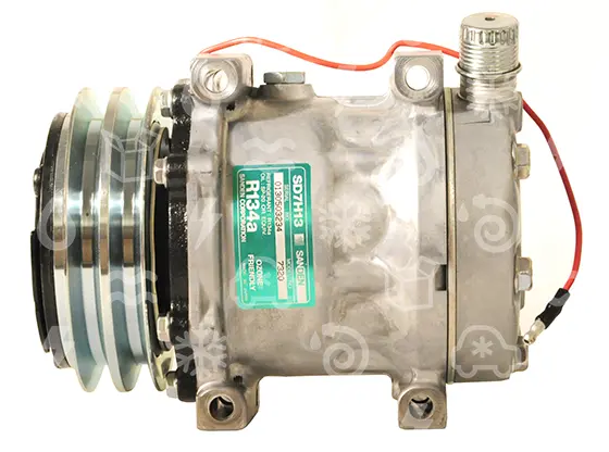 kompresor UNI SANDEN 7H13, řemenice 125 mm - 2GA, 12V, připojení V